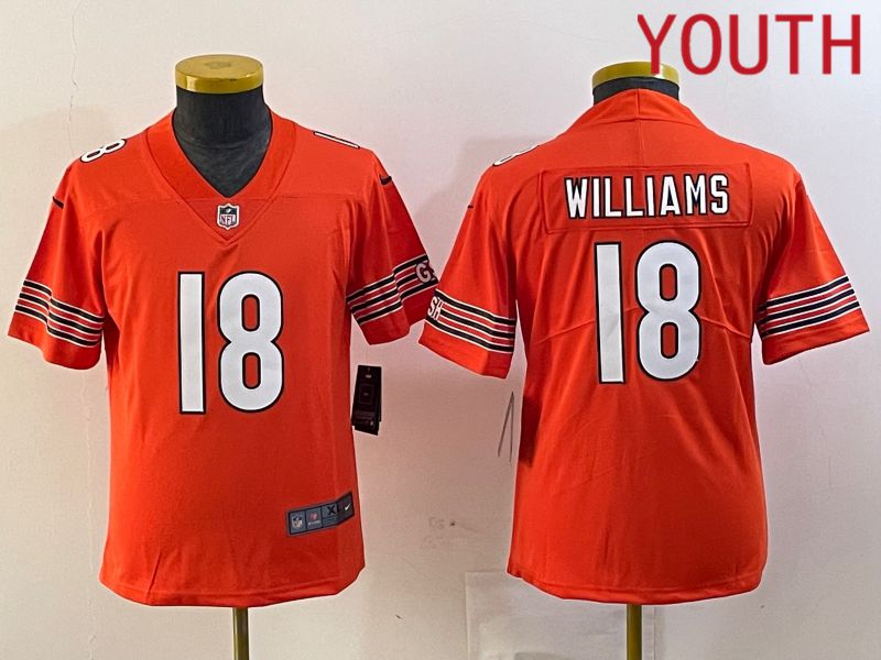 Youth Chicago Bears #18 Williams Orange Second generation 2024 Nike Limited NFL Jersey style 1->youth nfl jersey->Youth Jersey